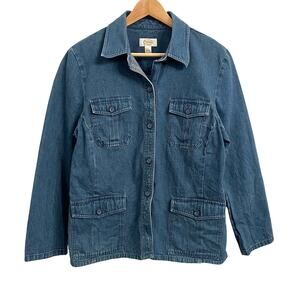 Vintage‎ Talbots Denim Chore Jacket Large Shirt Barn Field 90s Y2K Grunge Button